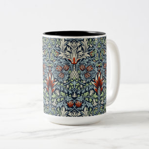 Tasse 2 Couleurs Papier peint floral Morris Navy Blue Snakeshead