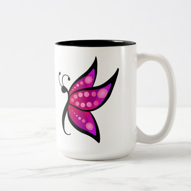 Tasse 2 Couleurs Papillon Abstrait (Droit)