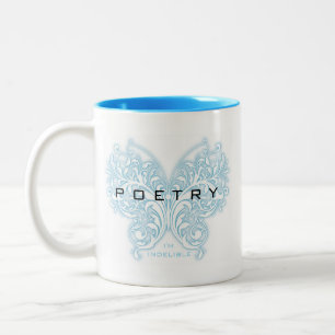 Tasse 2 Couleurs Papillon bleu de poésie - je suis indélébile