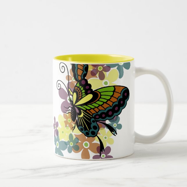 Tasse 2 Couleurs Papillon brillant (Droit)