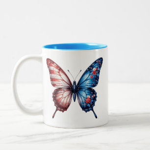 Tasse 2 Couleurs Papillon du drapeau américain