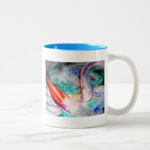 Tasse 2 Couleurs Papillon Koi aquarelle japonais Poisson Art