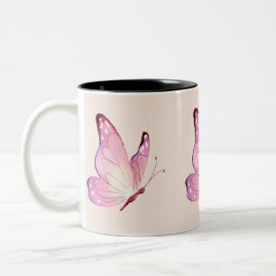Tasse 2 Couleurs Papillon minimaliste rose moderne