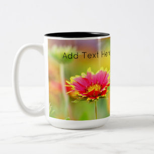 Tasse 2 Couleurs Papillon monarque sur Fleur rouge et jaune