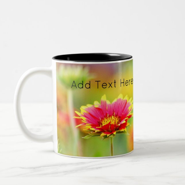 Tasse 2 Couleurs Papillon monarque sur Fleur rouge et jaune (Gauche)