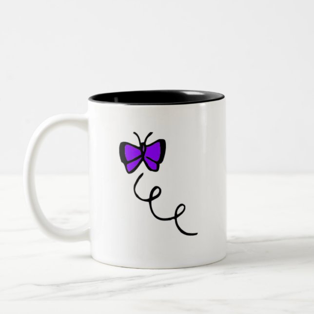 Tasse 2 Couleurs Papillon pourpre violet mignon (Gauche)