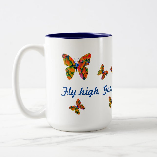 Tasse 2 Couleurs Papillon psychédélique volée haute (Gauche)