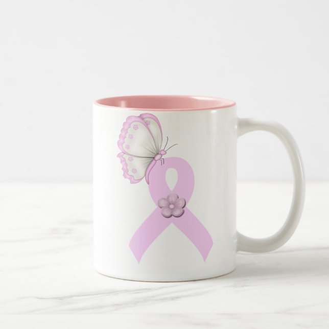 Tasse 2 Couleurs Papillon rose de ruban (Droit)