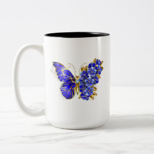 Tasse 2 Couleurs Papillon saphir à fleurs