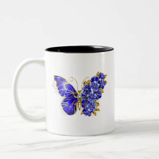 Tasse 2 Couleurs Papillon saphir à fleurs (Gauche)