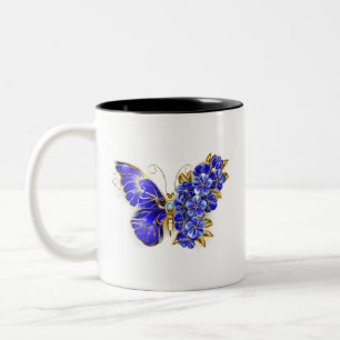 Tasse 2 Couleurs Papillon Saphir Fleur