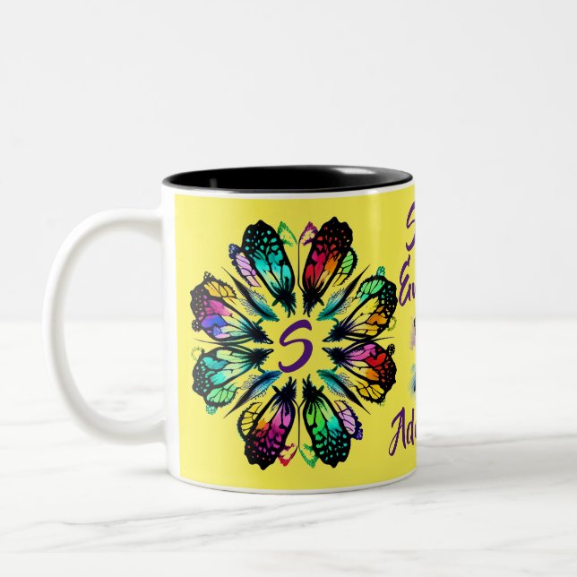Tasse 2 Couleurs Papillon simple empilé personnalisable (Gauche)