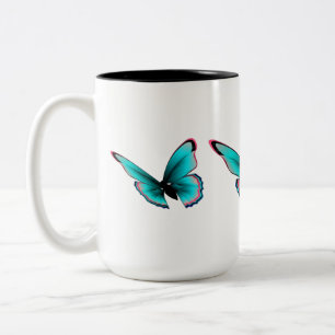 Tasse 2 Couleurs Papillon turquoise