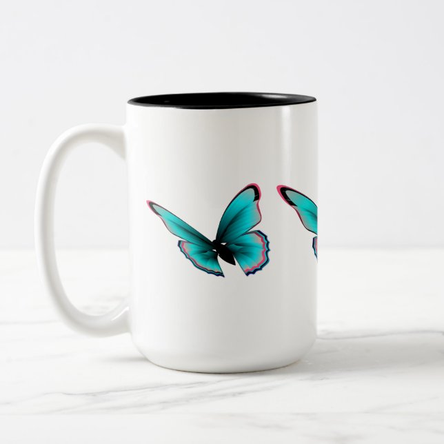 Tasse 2 Couleurs Papillon turquoise (Gauche)
