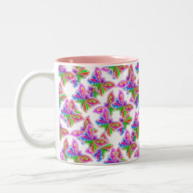 Tasse 2 Couleurs Papillons Abstraits en rose (Gauche)