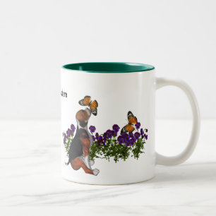 Tasse 2 Couleurs Papillons beagles Pansies mignon chien