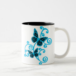 Tasse 2 Couleurs papillons bleus