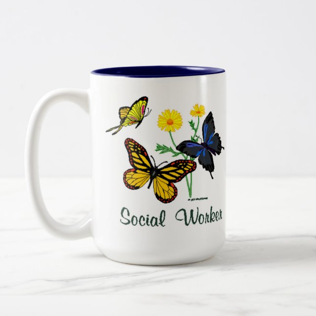 Tasse 2 Couleurs Papillons des travailleurs sociaux (Gauche)