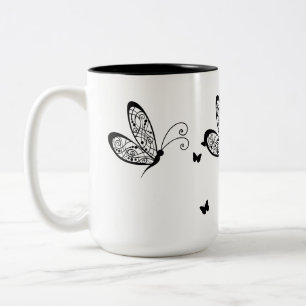 Tasse 2 Couleurs Papillons en dentelle noire 1