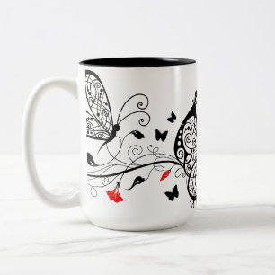 Tasse 2 Couleurs Papillons en dentelle noire 7