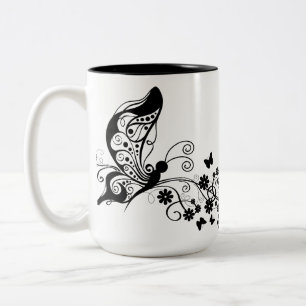 Tasse 2 Couleurs Papillons en dentelle noire 8