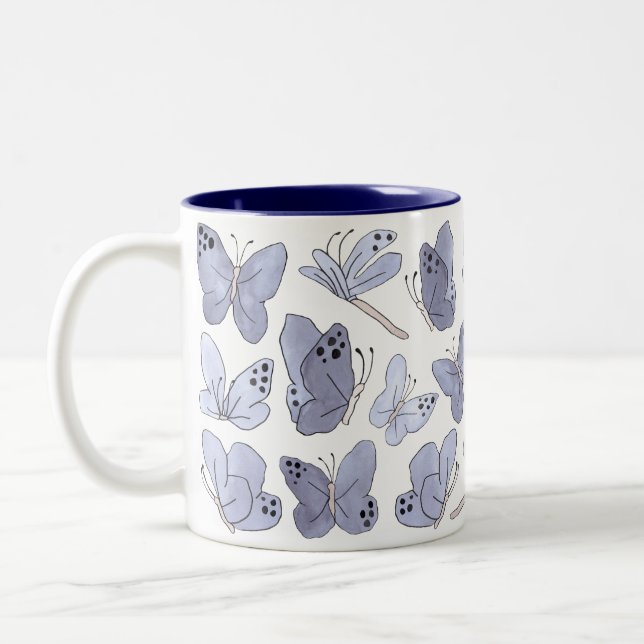 Tasse 2 Couleurs Papillons et libellules Aquarelle mignonne (Gauche)