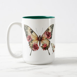 Tasse 2 Couleurs Papillons et Roses