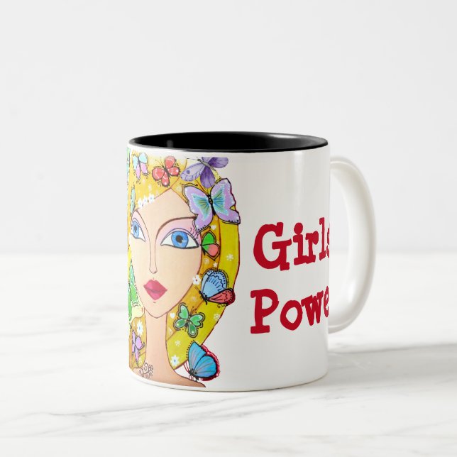 Tasse 2 Couleurs Papillons et une belle puissance pour filles (Devant droit)