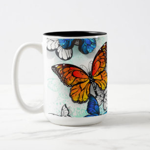 Tasse 2 Couleurs Papillons volants Morpho et Monarch