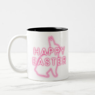 Tasse 2 Couleurs Pâques rose heureux signe avec néon lapin clair tr