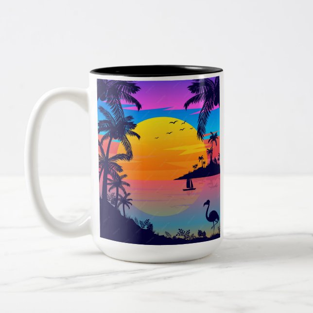 Tasse 2 Couleurs Paradis du coucher de soleil tropical (Gauche)