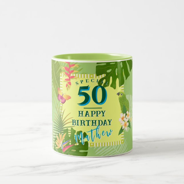 Tasse 2 Couleurs Paradis tropical Anniversaire annuel (Centre)