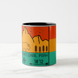 Tasse 2 Couleurs Parc national de Yellowstone Rétro Wyoming USA Bis