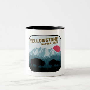 Tasse 2 Couleurs Parc national de Yellowstone WY Style Vintage Biso