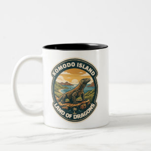 Tasse 2 Couleurs Parc national vintage de l'île de Komodo Indonésie