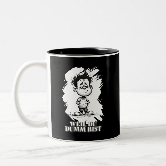 Tasse 2 Couleurs Parce que tu es bête – Motif de déclaration ironiq (Gauche)