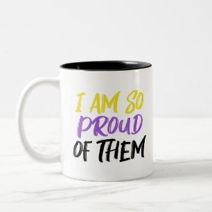 Tasse 2 Couleurs Parent fier d'un enfant non binaire Maman ou Papa