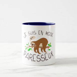 Tasse 2 Couleurs paresseux citation en mode dort dormir humour drol