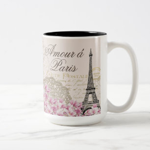 TASSE 2 COULEURS PARIS, VISITE D'EIFFEL, VIN FRANÇAIS, CAMMEMBERT