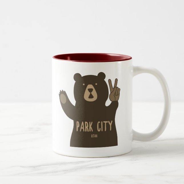 Tasse 2 Couleurs Park City Utah Ours de la paix (Droit)