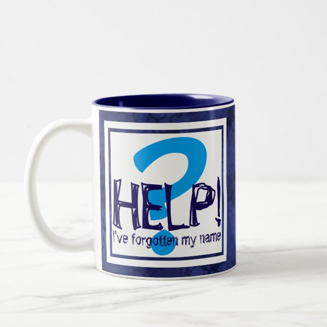 Tasse 2 Couleurs Parodie de monogramme bleu (Gauche)