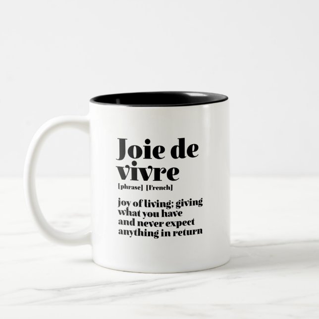Tasse 2 Couleurs Parole française inspirante Joie de la vie Joie Vi (Gauche)
