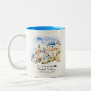 Tasse 2 Couleurs Parti de la retraite Colorful Grèce Village Hill