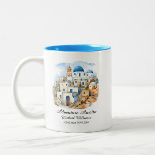 Tasse 2 Couleurs Parti de retraite Colorful Grèce Village Océan