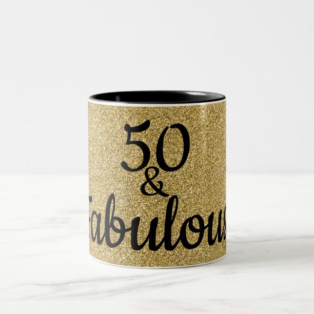Tasse 2 Couleurs Parties scintillant Black et Gold Cinquante et fab (Centre)