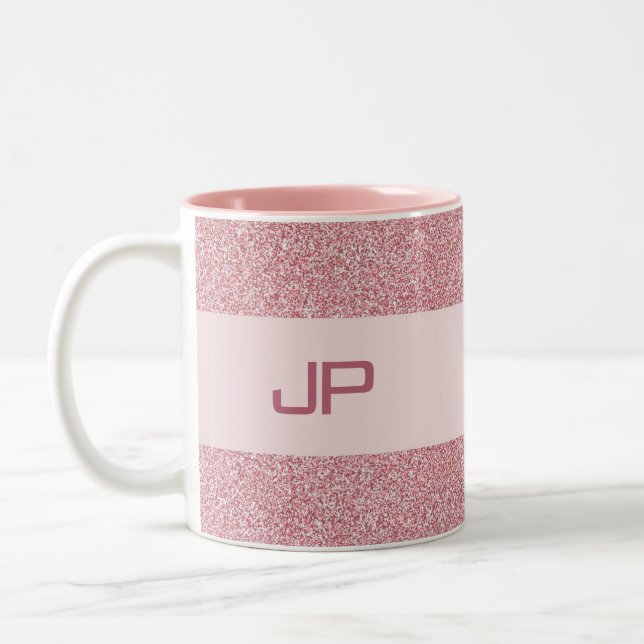 Tasse 2 Couleurs Parties scintillant d'or Rose personnalisé Modèle  (Gauche)