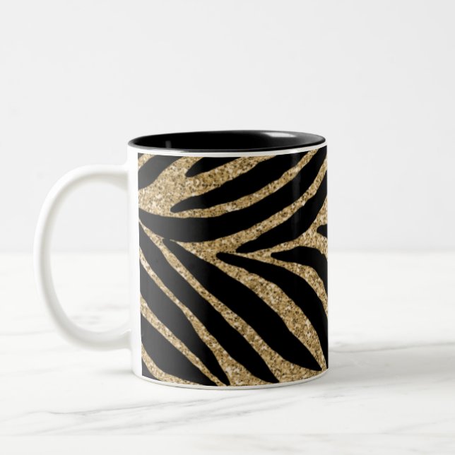 Tasse 2 Couleurs Parties scintillant noire et or Zebra (Gauche)