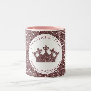Tasse 2 Couleurs Parties scintillant rose Princesse Couronne Nom pe
