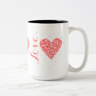 Tasse 2 Couleurs Parties scintillant rouge mignon Coeurs et texte d
