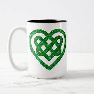 Tasse 2 Couleurs Parties scintillant verte personnalisée Céltic Hea
